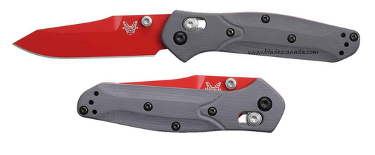 Benchmade Shot Show 2024 Exclusive Mini Osborne Folding Knife, S90V Red, G10 Gray, 945RD-2401