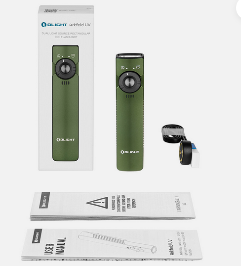 Olight Arkfeld UV + White LED Flashlight, 1000 Lumens, OD Green